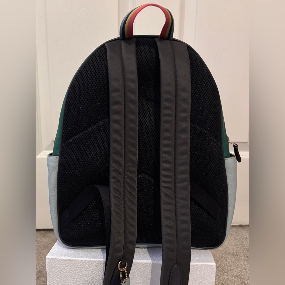 Coach Two-Tone Green and Blue Backpack - Picture 4 of 9